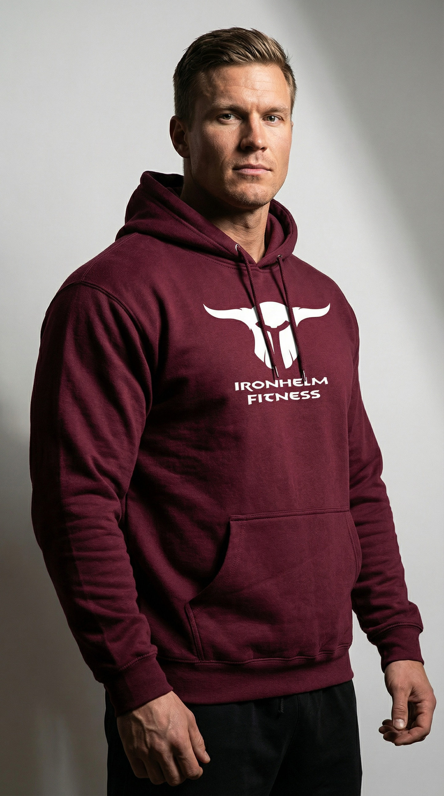 IRONHELM Fitness Hooded Pullover (Maroon)